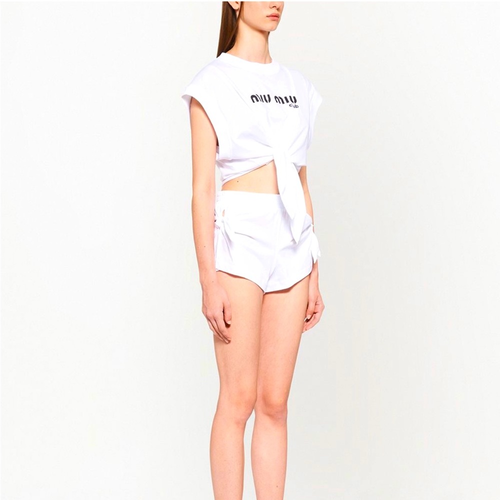 AUTHENTIC Miu-Miu side tie shorts and top